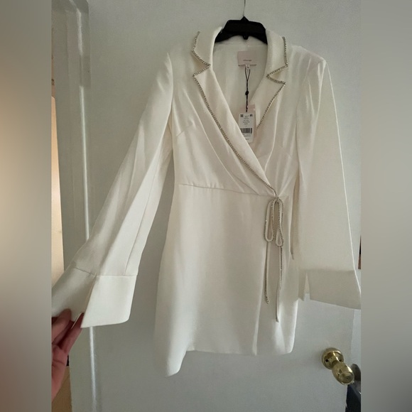 Cinq A Sept Ivory mini Dress Barette blazer Dress Size 4 rehearsal dinner dress - Picture 13 of 16